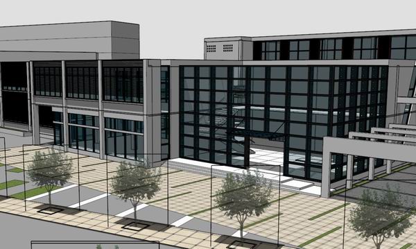 Sketchup文化模型|多层图书馆，文化建筑，现代风格