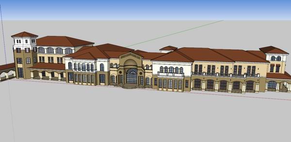 Sketchup住宅模型|多层售楼中心，住宅，古典风格