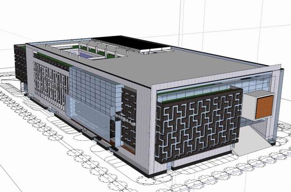 Sketchup文化模型|多层图书馆，文化建筑，现代风格