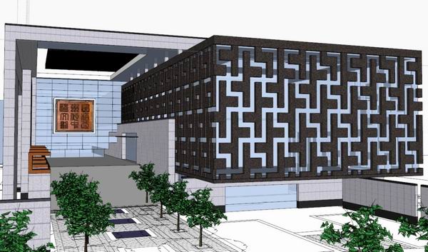 Sketchup文化模型|多层图书馆，文化建筑，现代风格