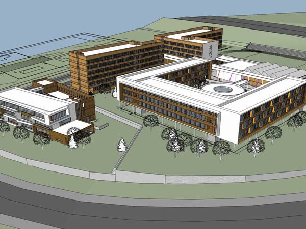 Sketchup学校模型|多层中学学校，校园教育建筑，现代风格