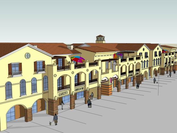 Sketchup商业模型|多层商业街，步行街，欧式古典风格