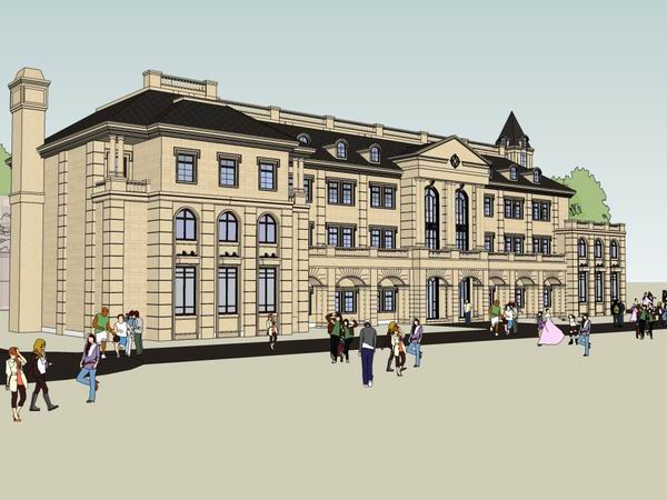 Sketchup商业模型|多层商业会所，欧式古典风格