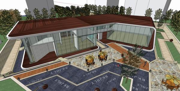 Sketchup住宅模型|多层住宅会所，现代风格