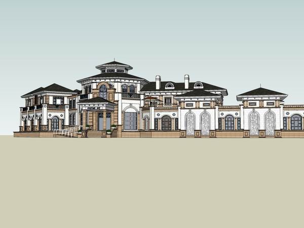 Sketchup商业模型|多层商业会所，欧式古典风格