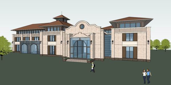 Sketchup住宅模型|多层活动中心，住宅，古典风格