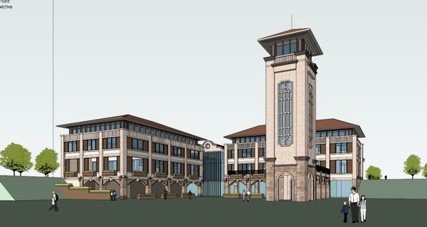 Sketchup住宅模型|多层活动中心，住宅，古典风格