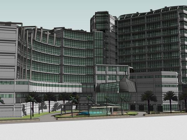 Sketchup医院模型|高层医院，医疗，现代风格