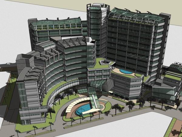 Sketchup医院模型|高层医院，医疗，现代风格