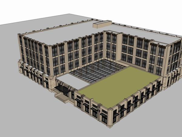 Sketchup酒店模型|多层酒店，古典风格