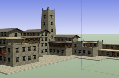 Sketchup酒店模型|多层藏地旅馆，酒店，古典风格-BIM建筑网