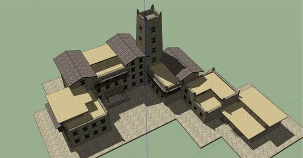 Sketchup酒店模型|多层藏地旅馆，酒店，古典风格