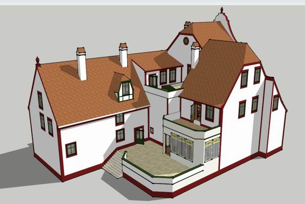 Sketchup住宅模型|多层住宅小楼，古典风格