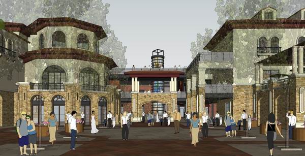 Sketchup商业模型|多层商业街，步行街，古典西班牙风格