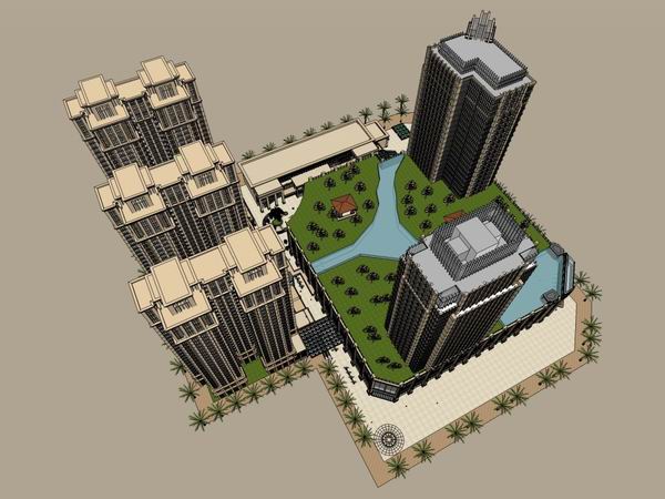 Sketchup住宅模型|高层住宅，底层商业，古典风格