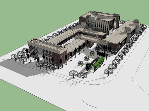 Sketchup商业模型|多层商业街，步行街，现代风格