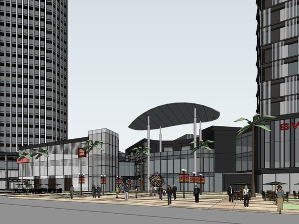 Sketchup综合体模型|超高层办公楼，酒店，商业，综合体，现代风格