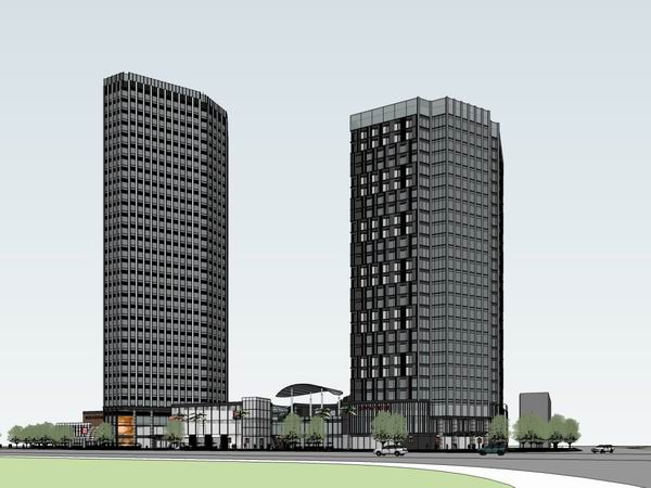 Sketchup综合体模型|超高层办公楼，酒店，商业，综合体，现代风格