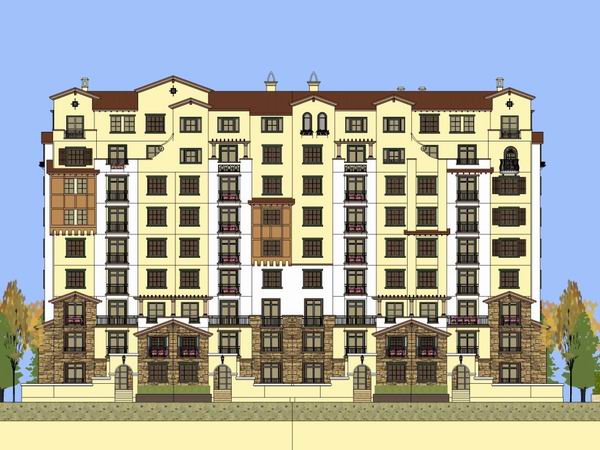 Sketchup住宅模型|高层住宅，西班牙古典风格