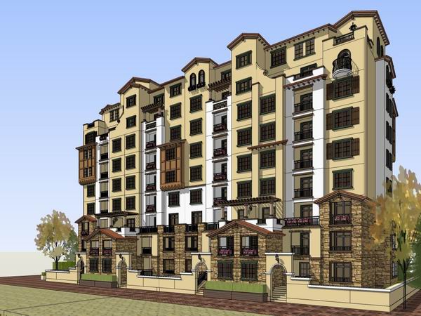 Sketchup住宅模型|高层住宅，西班牙古典风格