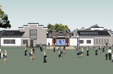Sketchup学校模型|多层学校徽派幼儿园，校园教育建筑，中式风格-BIM建筑网