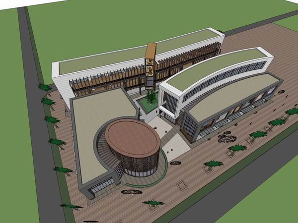 Sketchup商业模型|多层商业街，步行街，现代风格