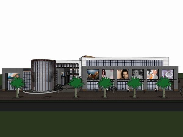 Sketchup商业模型|多层商业街，步行街，现代风格