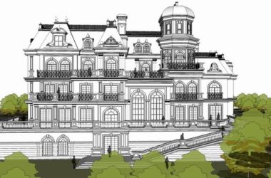 Sketchup办公模型|多层实验中心，办公楼，西欧古典风格-BIM建筑网