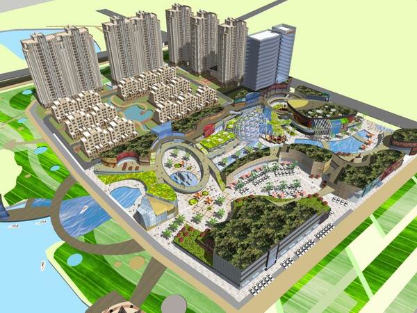 Sketchup综合体模型|多高层综合体，办公楼，住宅，商业，现代风格