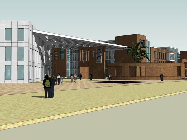 Sketchup学校模型|多层中学学校，校园教育建筑，现代风格