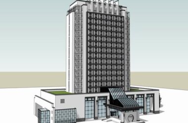 Sketchup酒店模型|高层酒店，现代中式风格-BIM建筑网