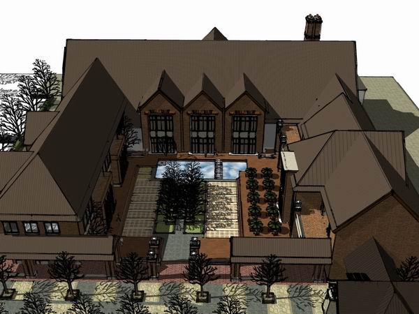 Sketchup商业模型|多层商业街部分，古典风格