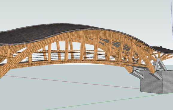 Sketchup小品模型|仿十字水桥，单拱，中式风格，小品