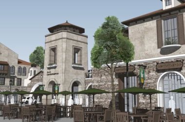 Sketchup商业模型|多层商业街，步行街，古典西班牙风格-BIM建筑网