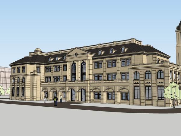 Sketchup商业模型|多层会馆，商业，德式古典风格