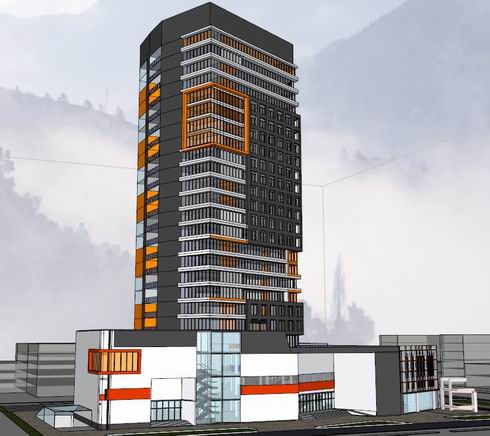 Sketchup办公模型|高层写字楼，底层商业，现代风格