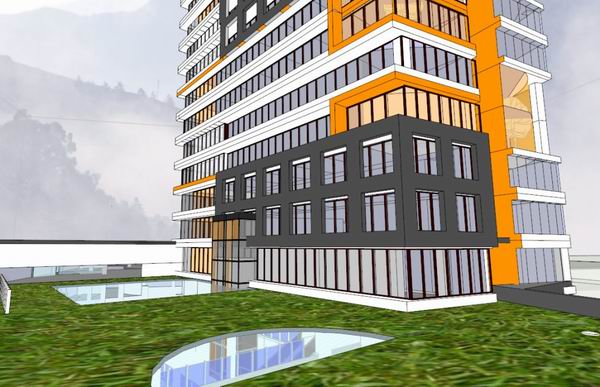 Sketchup办公模型|高层写字楼，底层商业，现代风格