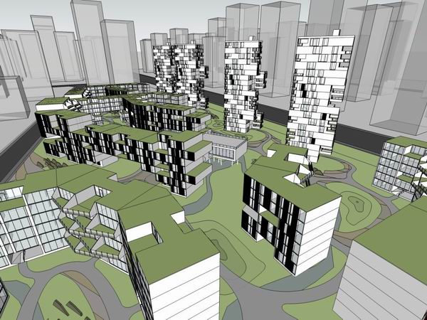 Sketchup综合体模型|多层高层综合体，办公楼，酒店，商业，现代风格