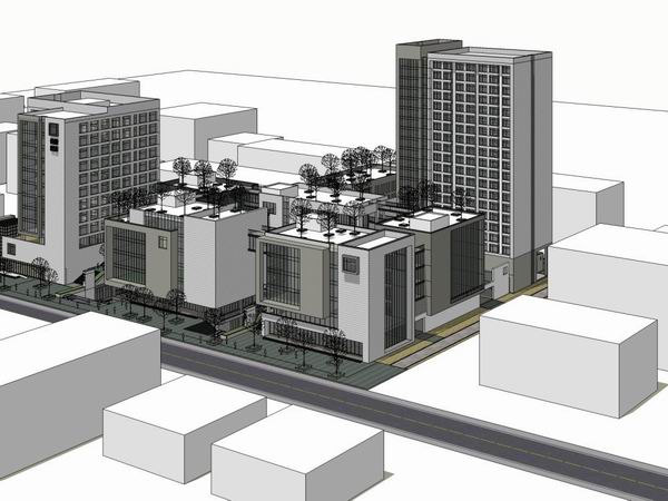 Sketchup办公模型|高层办公楼，现代风格