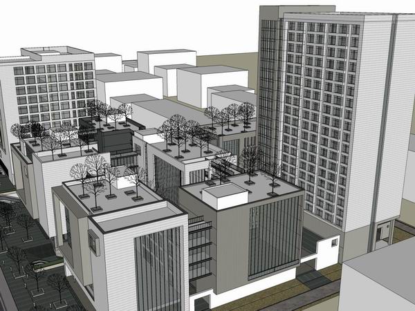 Sketchup办公模型|高层办公楼，现代风格