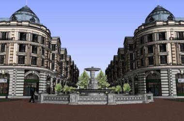 Sketchup商业模型|多层步行街，商业，古典风格-BIM建筑网