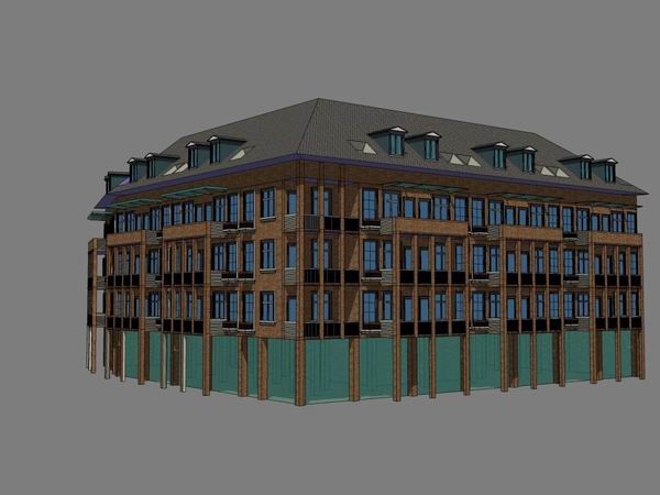 Sketchup学校模型|多层学生公寓，学校校园教育建筑，古典风格