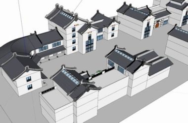 Sketchup商业模型|多层商业街，中式古典风格-BIM建筑网
