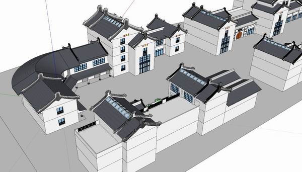 Sketchup商业模型|多层商业街，中式古典风格