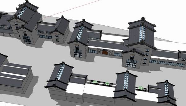 Sketchup商业模型|多层商业街，中式古典风格