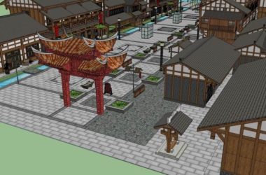 Sketchup商业模型|多层商业街，中式古典风格-BIM建筑网