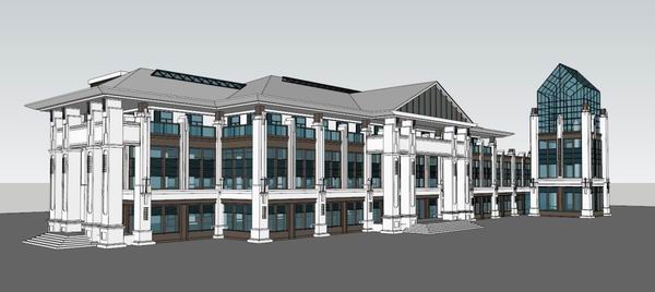 Sketchup住宅模型|多层住宅活动中心，古典风格