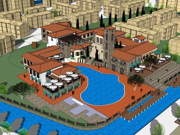 Sketchup商业模型|多层娱乐会所，商业，西班牙古典风格