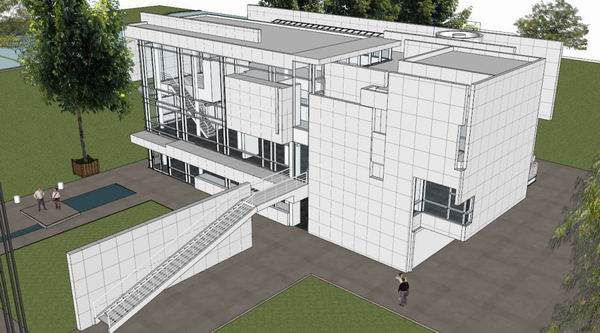 Sketchup住宅模型|多层活动中心，住宅会所，现代风格