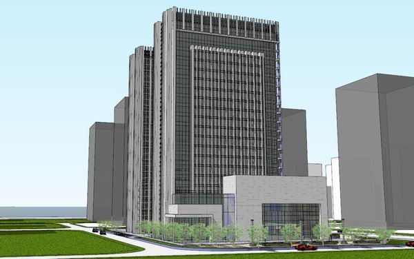 Sketchup办公模型|高层办公楼，现代风格